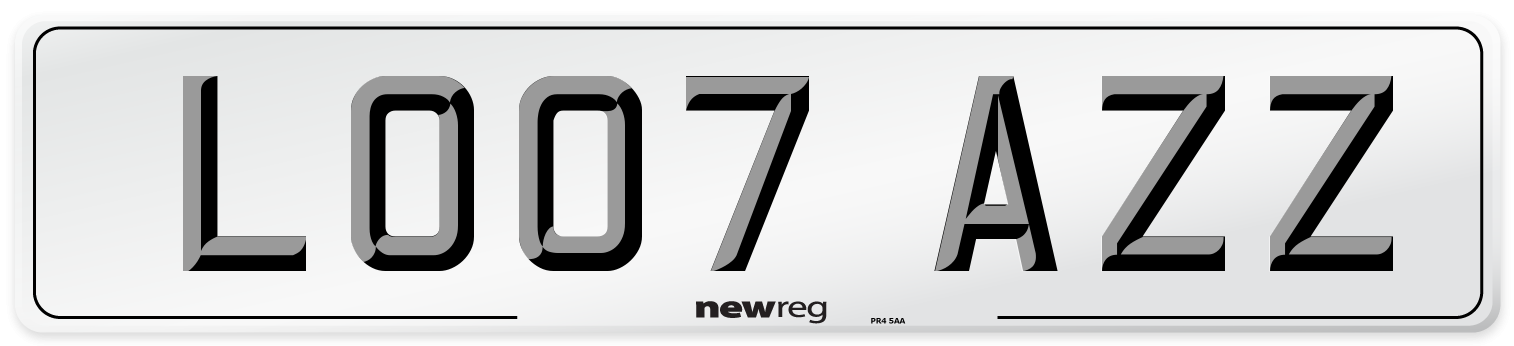 LO07 AZZ Number Plate from New Reg